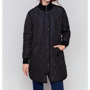 NEW CHARLIE B long quilted puffer jacket in black